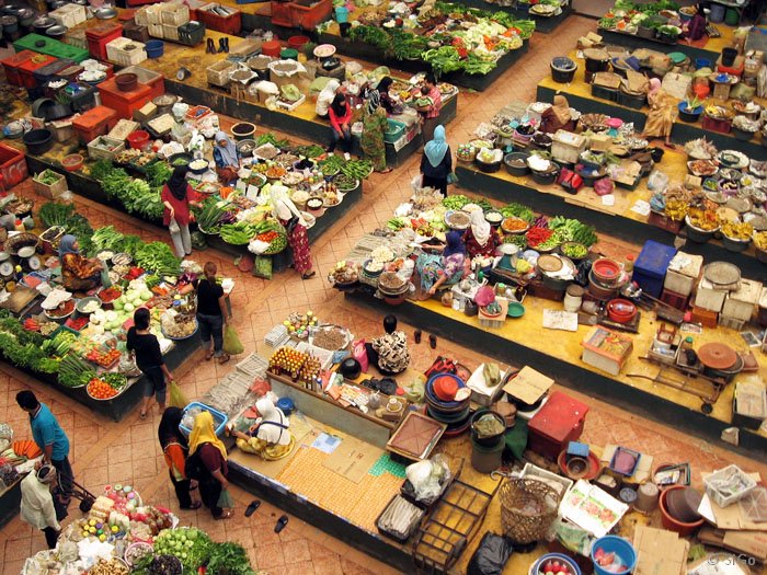 Markt in Malaysia von oben